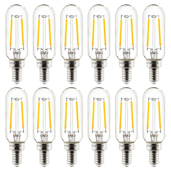Sunlite LED Filament T8 Tubular Light Bulb, 2W 25W=, E12, Dimmable, 85mm, 130 Lumens, 2700K, 12PK 41344-SU - main